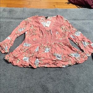 Torrid Pink Floral Blouse